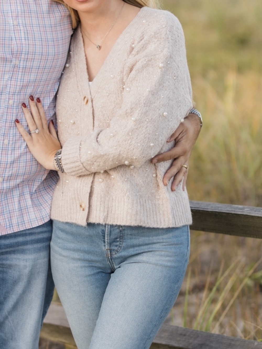 Classic Cream Sweater with pearls